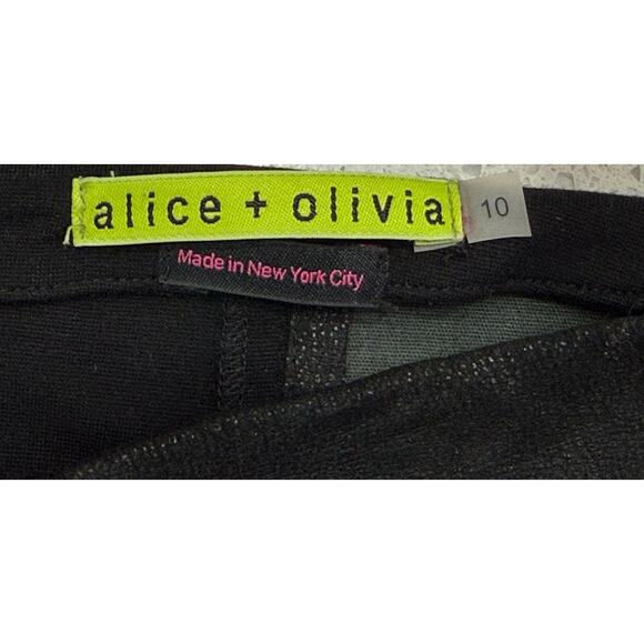 Alice + Olivia Mini Skirt Size 10 Lamb Leather Panel Mixed Media Ponte Black - Picture 6 of 8